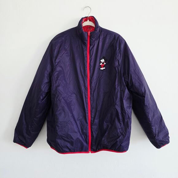 Disney Red & Purple Reversible Mickey Mouse Puffer Jacket Unisex Size Large - Picture 4 of 9